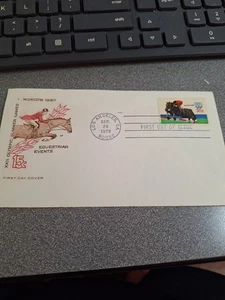 1979 First Day Cover 15c stamp Moscow 1980 Equestrian art cachet - Picture 1 of 3