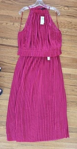 NWT $210 Banana Republic Pleated Deep Rose Maxi Skirt Top Set SZ L/XL - Picture 1 of 12
