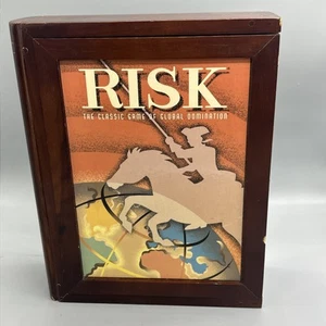 Vintage Risk Game Collection Wooden Book Shelf Box Complete W/Instructions - Picture 1 of 5