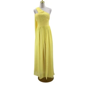 Formal 14 1x Plus gelb Plissee One-Shoulder Brautjungfer Maxikleid NEU B71 - Bild 1 von 9