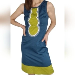 Boden Color block Sleeveless Blue Green Dress size large 2R - Picture 1 of 11
