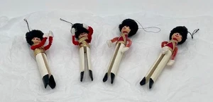 4 VTG Handmade Clothes Pin Toy Soldier Christmas Ornaments Chenille Pipe Cleaner - Picture 1 of 7