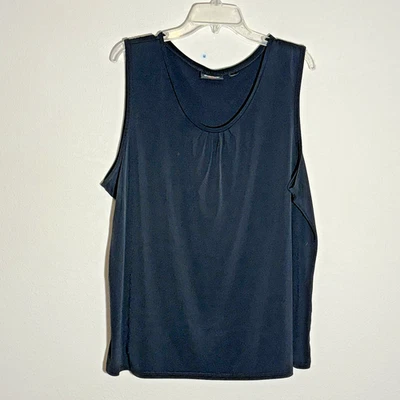 Camiseta sin mangas Avenue para mujer 2X negra cuello redondo elástica básica clásica Foto 1 de 4