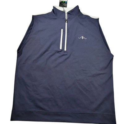 FootJoy Jersey Vest Mens Medium Navy Blue Stretch 1/2 Zip Golf Casual Tags Logo - Image 1 of 4