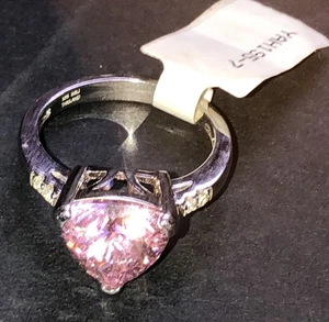 STERLING SILBER 925 Lot Ring A18 Gr. 7 Rosa Topas BBJ Thailand Dreieck Love Mom - Bild 1 von 18