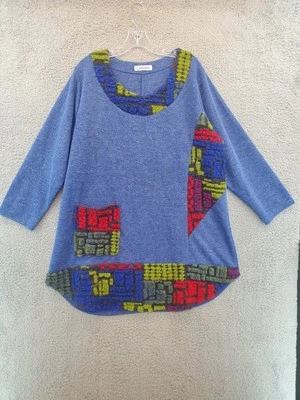 Transparente Art-to-Wear Wool Knit Sweater Women’s Blue Multi Size L Unique - Image 1 of 4