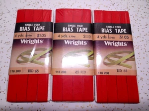 Lot of 3 RED Cotton/Polyester SINGLE FOLD BIAS TAPE 12 Yards - Picture 1 of 3