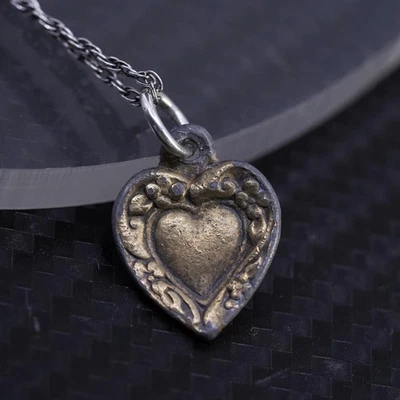 19”, Vintage plata esterlina 925 Singapur cuerda cadena collar latón colgante Foto 1 de 4