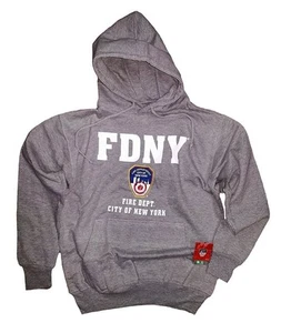 New York Hero Style: Men's Official Gray FDNY Hoodie Sweatshirt - Picture 1 of 1