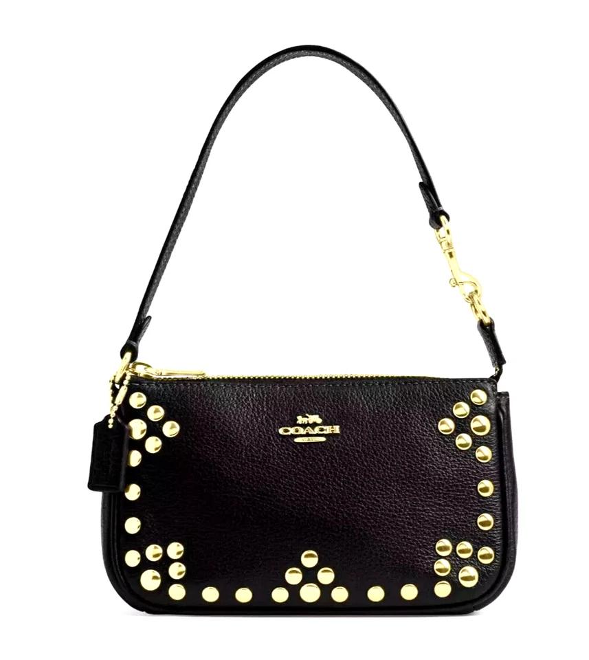 COACH CAQ17 Nolita 19 With Rivets Hobo Leather Studded Bag Black