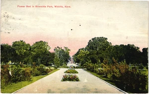 Flower Bed in Riverside Park Wichita Kansas Postcard 1909 - Picture 1 of 2