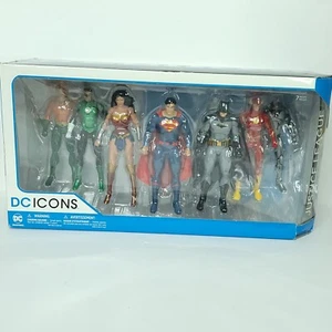 DC Icons Justice League 7 Pack Action Figure Set New Sealed Rip on Box Rebirth - Picture 1 of 9