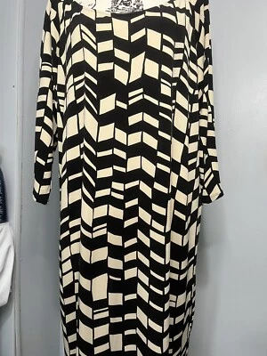Vestido para mujer Anne Klein talla 12 negro geométrico Foto 1 de 4
