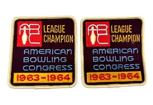 (2) Parches de Campeón de la Liga Americana de Bolos ABC Vintage 1963-1964 Nuevo de Lote Antiguo - Imagen 1 de 9