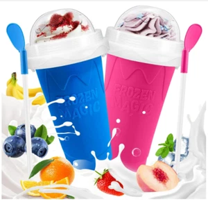 Slushie Cup, 2 Pack Slushy Maker Cups, Frozen Magic Squeeze Cups for Juice Milk - Picture 1 of 7