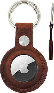 Crazy Horse Genuine Leather Airtag Case Cover Air Tag Keychain Keyring Key Ring - Picture 1 of 10