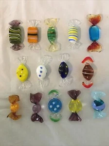 Art Glass Wrapped Candy Pieces Colorful Lot Of 14 - Picture 1 of 17