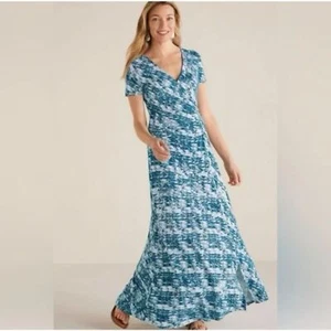 NWT Soft Surroundings Joanna Faux Wrap Jersey Maxi Dress Teal Plus 1X - Picture 1 of 11