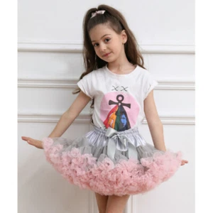 Cute Girls Lolita Tutu Skirt Bicolor Crinoline Underskirt Princess Fairy Cos - Picture 1 of 15