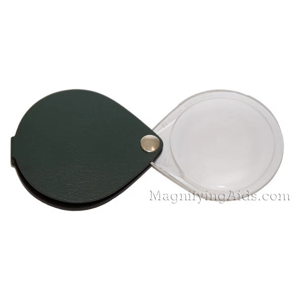 3.5X Eschenbach Leather Folding Teardrop Pocket Magnifier - 50 mm Pine Green - Image 1 of 1