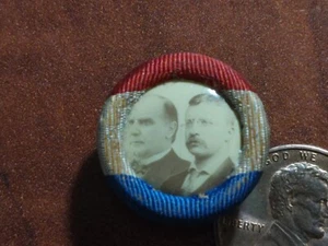 1900 McKinley & Roosevelt president campaign jugate lapel stud Red white Blue - Picture 1 of 4