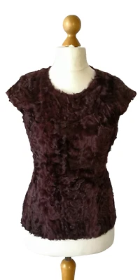 J. MENDEL Paris Burgundy Persian Lamb Fur Silk Lining JACKET Top Blouse S - Image 1 of 4