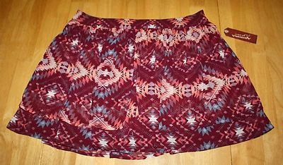 Arizona Jean Company Mujer Falda Mediana Rubí Profundo Lindo Estampado Suroeste Nuevo Foto 1 de 4