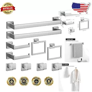 Set ferramenta bagno 10 pezzi nichel spazzolato per elegante conservazione a parete - Foto 1 di 9
