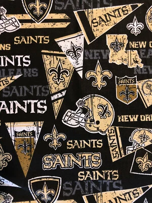 NEW ORLEANS SAINTS Cotton Fabric 1/4 Yard - Great for Masks or Quilts - Image 1 of 2