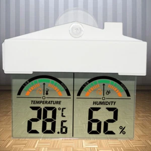 LCD Digital Window Thermometer Hydrometer Indoor Outdoor Weather Station With - Picture 1 of 7