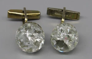Mens Vintage Cracked Crackle Glass Ball Costume Jewelry N12 - Picture 1 of 4