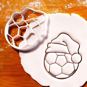 Santa Hat Soccer Ball Cookie Cutter Christmas festive xmas sports team football - Picture 1 of 4