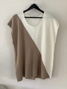 Jersey sin mangas Zara camel y marfil para dama, talla L del Reino Unido, excelente estado - Imagen 1 de 4