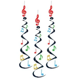 Musical Notes Deluxe Hanging Whirls 3 Pack 30" Foil Decorations Party Supplies - Picture 1 of 1