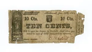 1862 10c F. Constant - Richmond, VIRGINIA Merchant Scrip CIVIL WAR Era - Picture 1 of 3