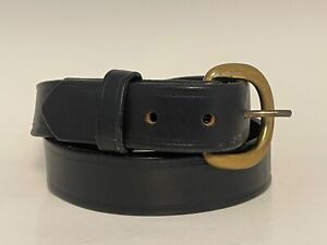BOSTON LEATHER 6580 Mens belt Sz 38 Black Leather Brass Buckle 1.25" Dress/work