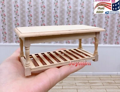 Mesa de centro de cocina miniatura para casa de muñecas 1/12 muebles sin terminar juguete sin pintar Foto 1 de 4