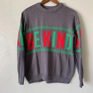 Suéter IML Isaac Morris Gris Verde Rojo "Sé Amable" Navidad Festivo Pequeño - Imagen 1 de 13
