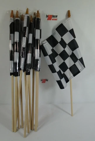 12 Racing Black & White Checkered Wood Stick Flag Race Car Indy 500 Brickyard400 Cover