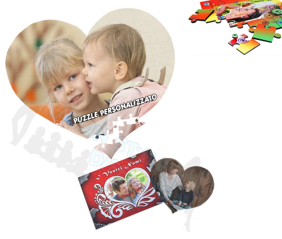 PUZZLE A CUORE PUZZLE PERSONALIZZATO STAMPA PERSONALIZZATA A4 FOTO QUADRO BIANCO - Immagine 1 di 1