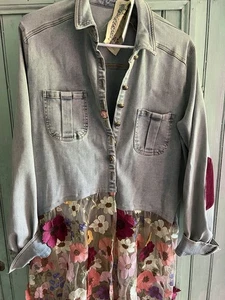 Aratta Silent Journey Sia Denim Maxi Shirt Sz L NWT - Picture 1 of 6