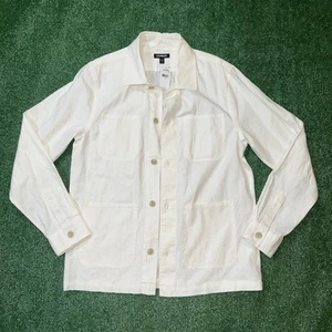 Express Men’s White Utility Button Shirt Jacket Size Small S Casual Overshirt - Picture 1 of 10