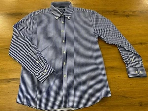 Chaps Slim Fit Men’s L Stretch Button Up Long Sleeve NWOT! Blue/white Check - Picture 1 of 21