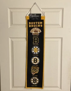 NHL Boston Bruins Logo History Wool Felt Pennant Wall Hanging Banner 1928 - 2007 - Picture 1 of 5