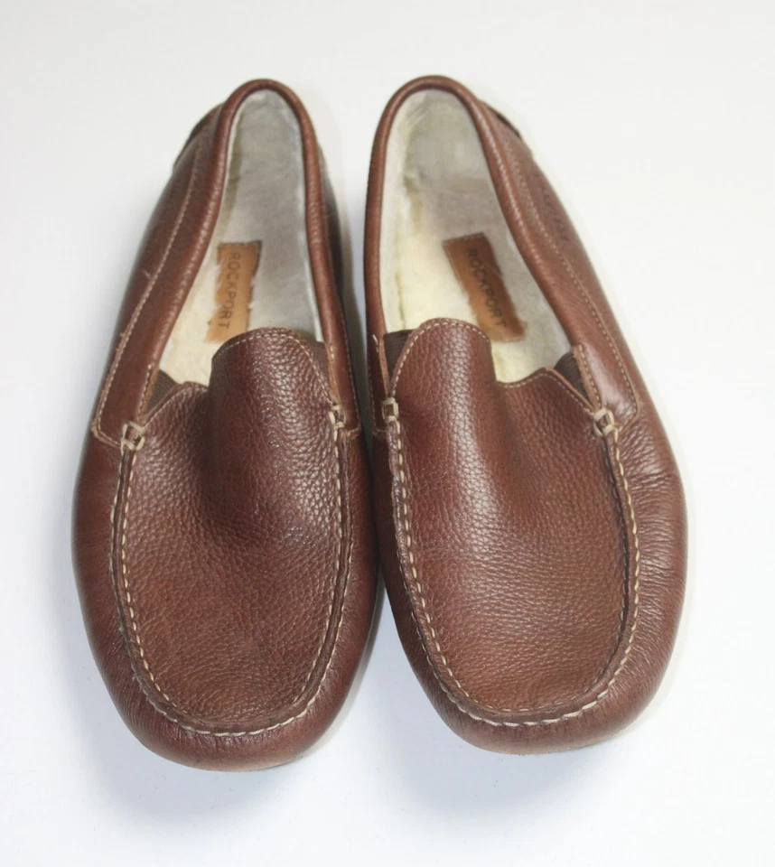 Mocassim Rockport Masculino Couro Driving Moc Chinelos Marrom Conforto Tamanho 10 - Imagem 1 de 4