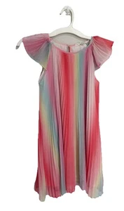 H&M Girls Ombré Rainbow Pleated A-line Dress Size US 10 Kids Summer Spring - Picture 1 of 7