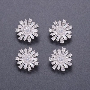 4 Pcs Zircon Sliver Rhinestone Buttons Crystal Embellishments Sew on Clothing... - Picture 1 of 6