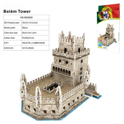 Rompecabezas 3D Torre Belem Construcción Papel Modelo Set Para Juegos de Fiesta Niño 26PC Foto 1 de 3