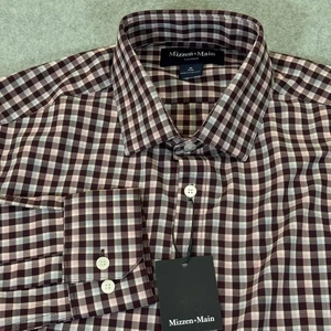 Mizzen + Main Leeward langärmliges Hemd Herren Medium Trim weinrot kariert neu mit Etikett - Bild 1 von 10
