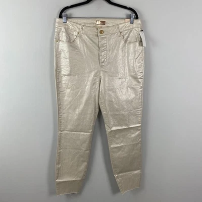 Kut From The Kloth Charlize 涂层香烟腿牛仔裤 16 码香槟色 — 第 1/4 张图片